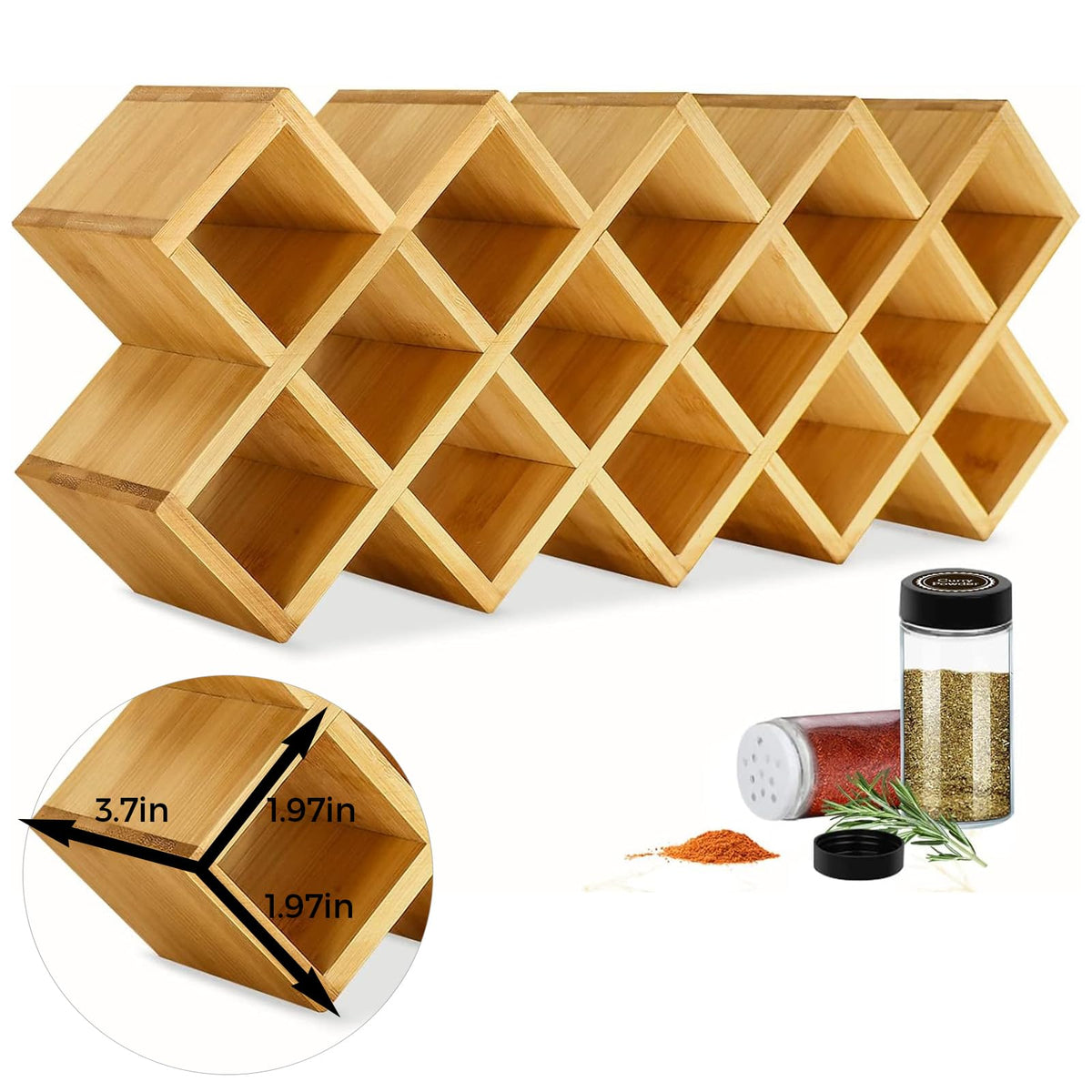 Kylinbigda organizador condimentos diamante, accesible y elegante para encimera.