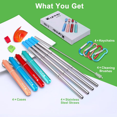 Kynup estuche portátil para pajitas de acero inoxidable, transporte cómodo.