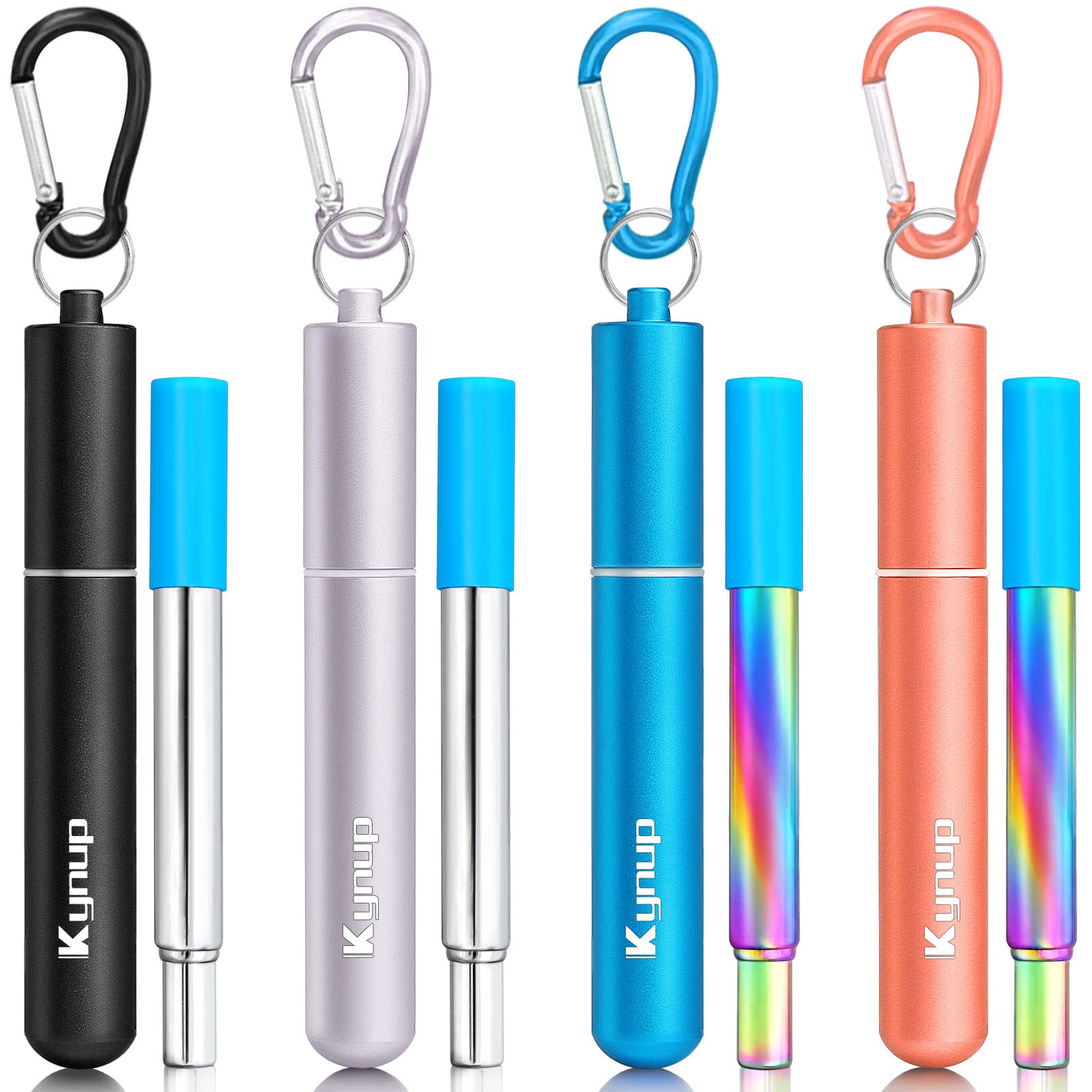 Pajillas reutilizables de Kynup de acero inoxidable plegables con estuche para viaje