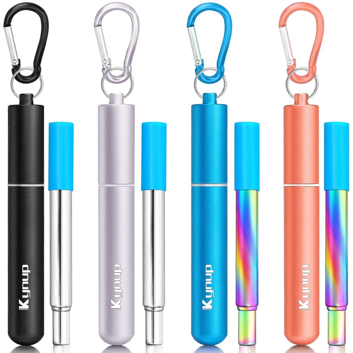 Pajillas reutilizables de Kynup de acero inoxidable plegables con estuche para viaje