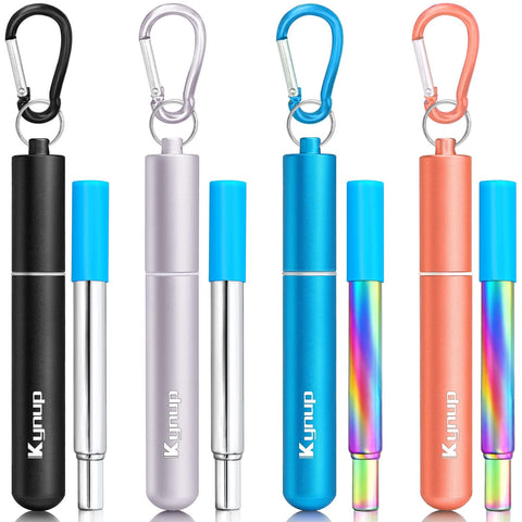 Pajillas reutilizables de Kynup de acero inoxidable plegables con estuche para viaje