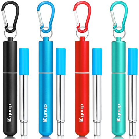 Pajillas de acero Kynup telescópicas, fáciles de llevar en cualquier bolso.