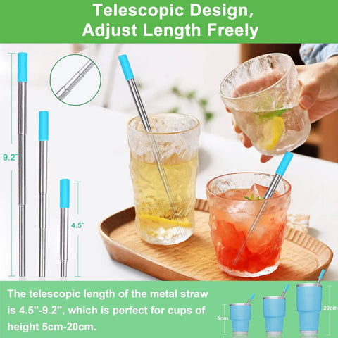 Pajitas Kynup con diseño telescópico para ahorro de espacio