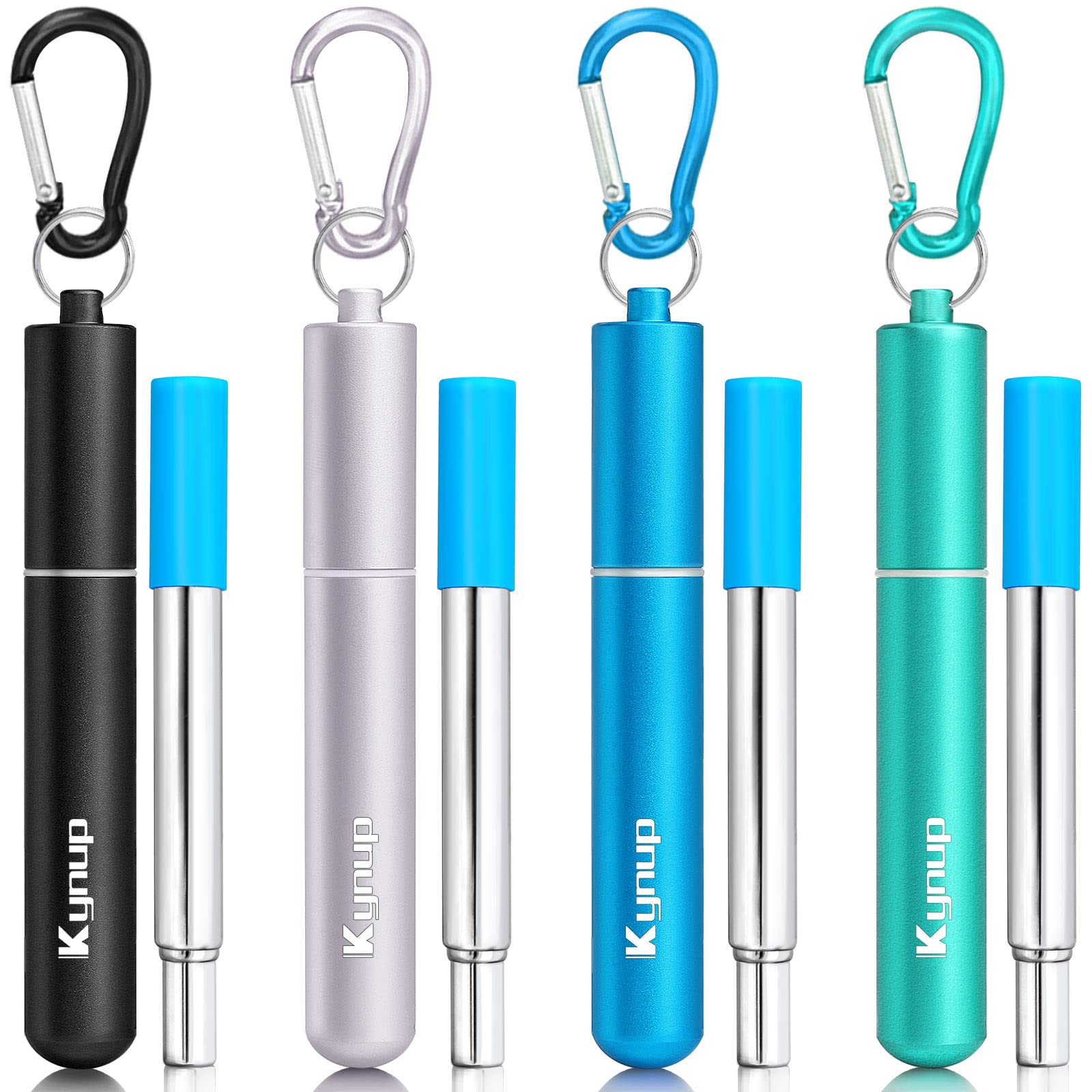 Pajitas Kynup de acero inoxidable con acabado suave para beber cómodo.