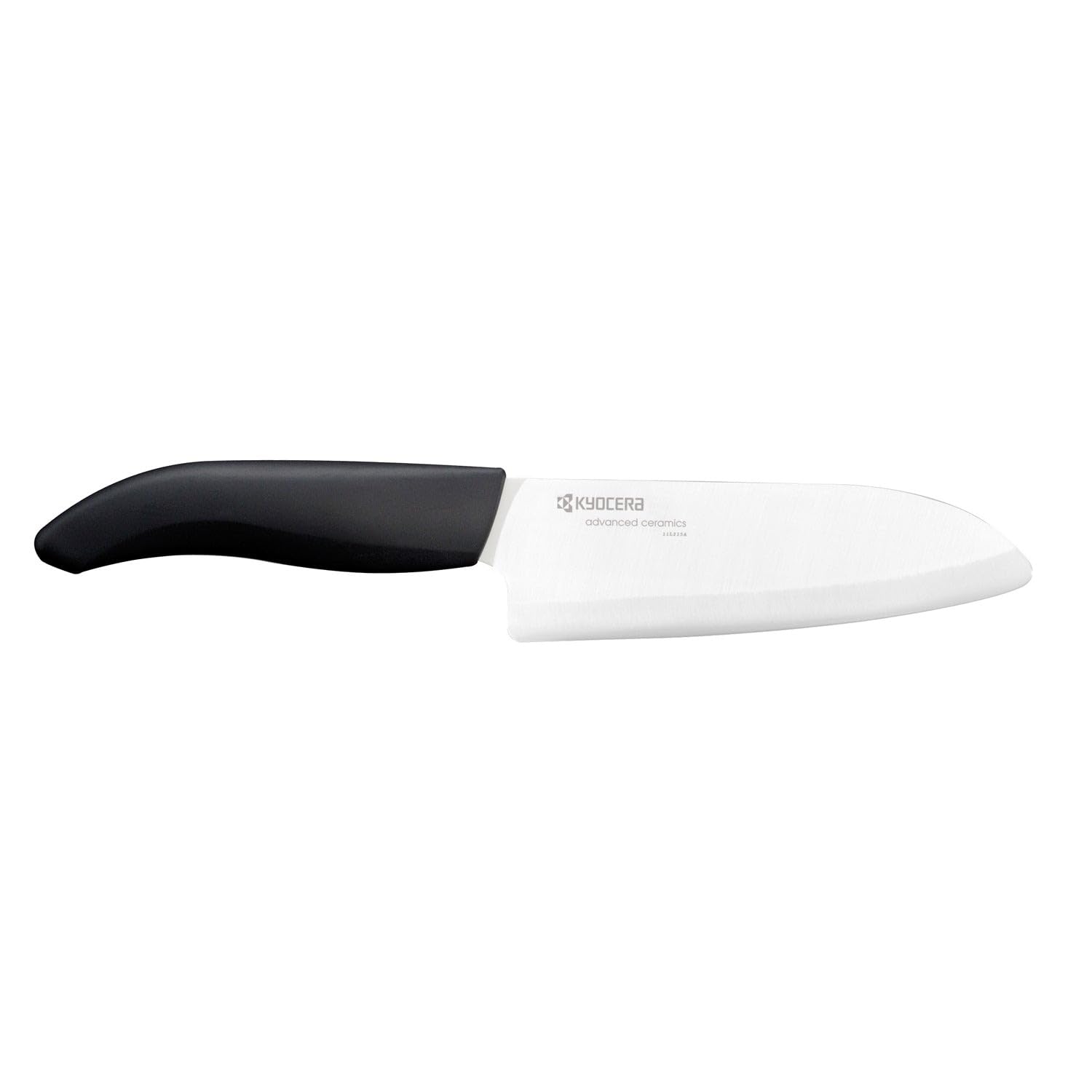 Cuchillo santoku cerámico Kyocera FK-140-WH, filo ligero para cortes precisos en la cocina.