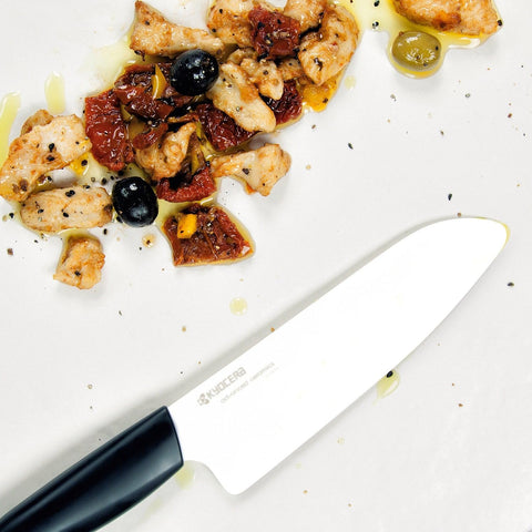 Kyocera FK-140-WH cuchillo santoku, uso versátil para fruta, verdura y carne.