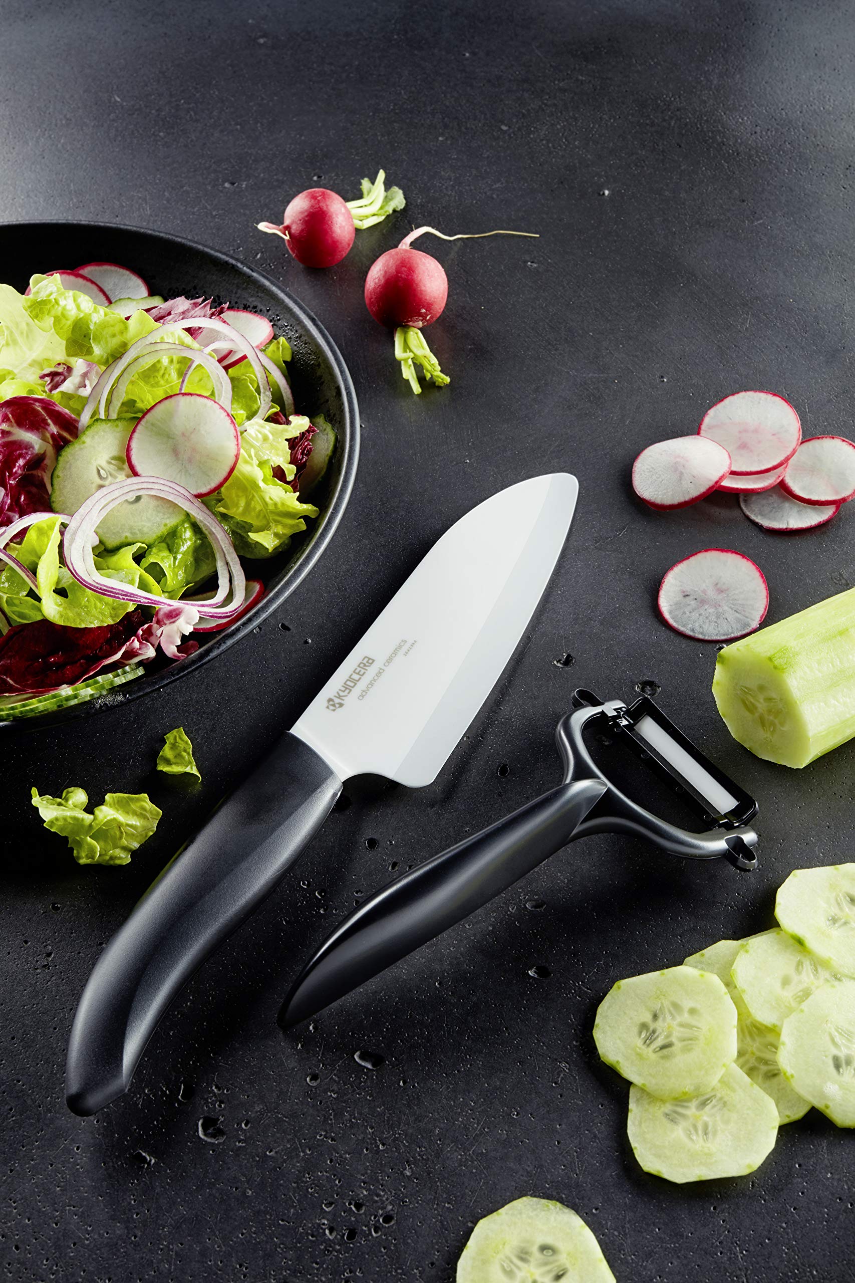 Kyocera hoja cerámica zirconia: corte limpio para pelar y preparar recetas.