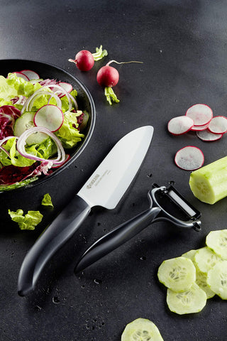 Kyocera hoja cerámica zirconia: corte limpio para pelar y preparar recetas.