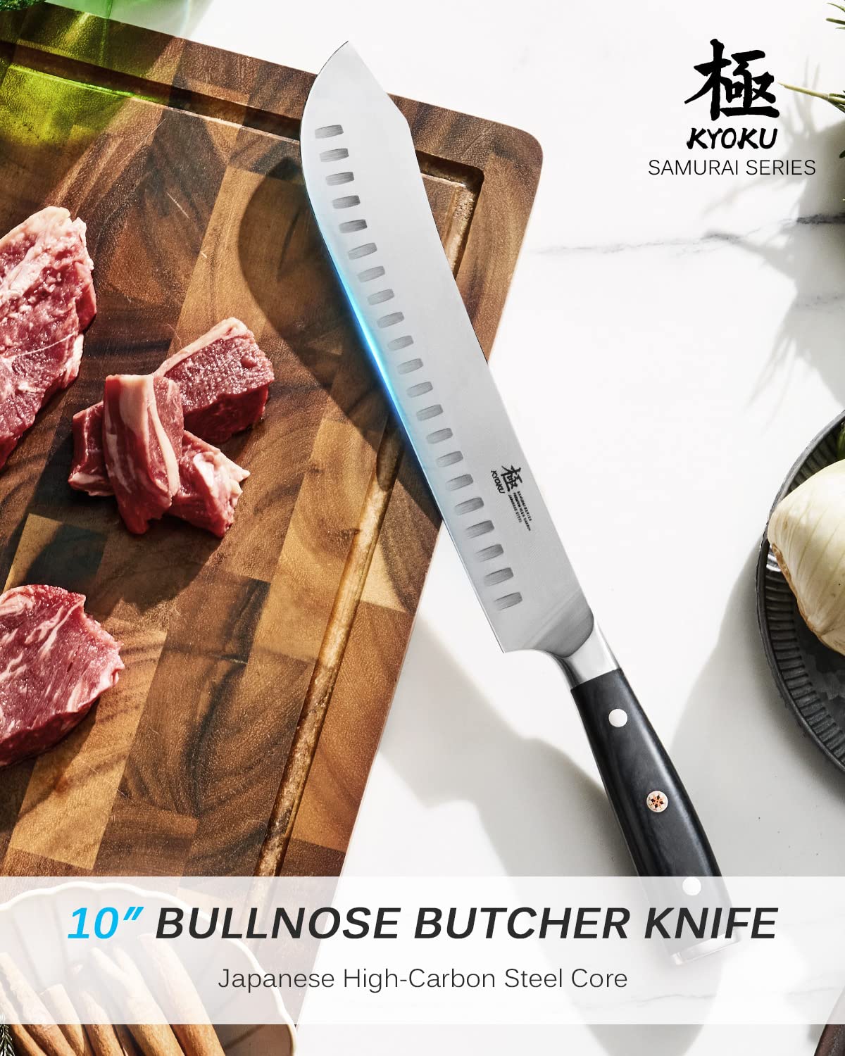 KYOKU cuchillo carnicero diez pulgadas mango Pakkawood mosaico para agarre cómodo