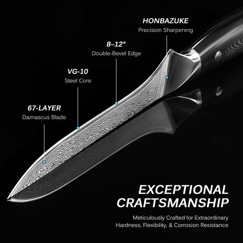 KYOKU cuchillo deshuesar, borde ultrafino con método Honbazuke para cortes finos.