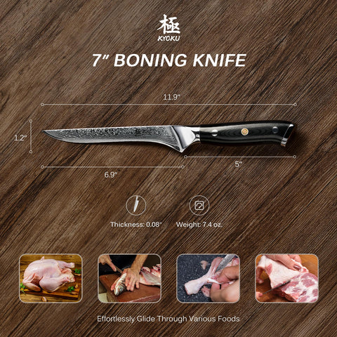 KYOKU cuchillo deshuesar, mango G10 y borde afilado para filado profesional.