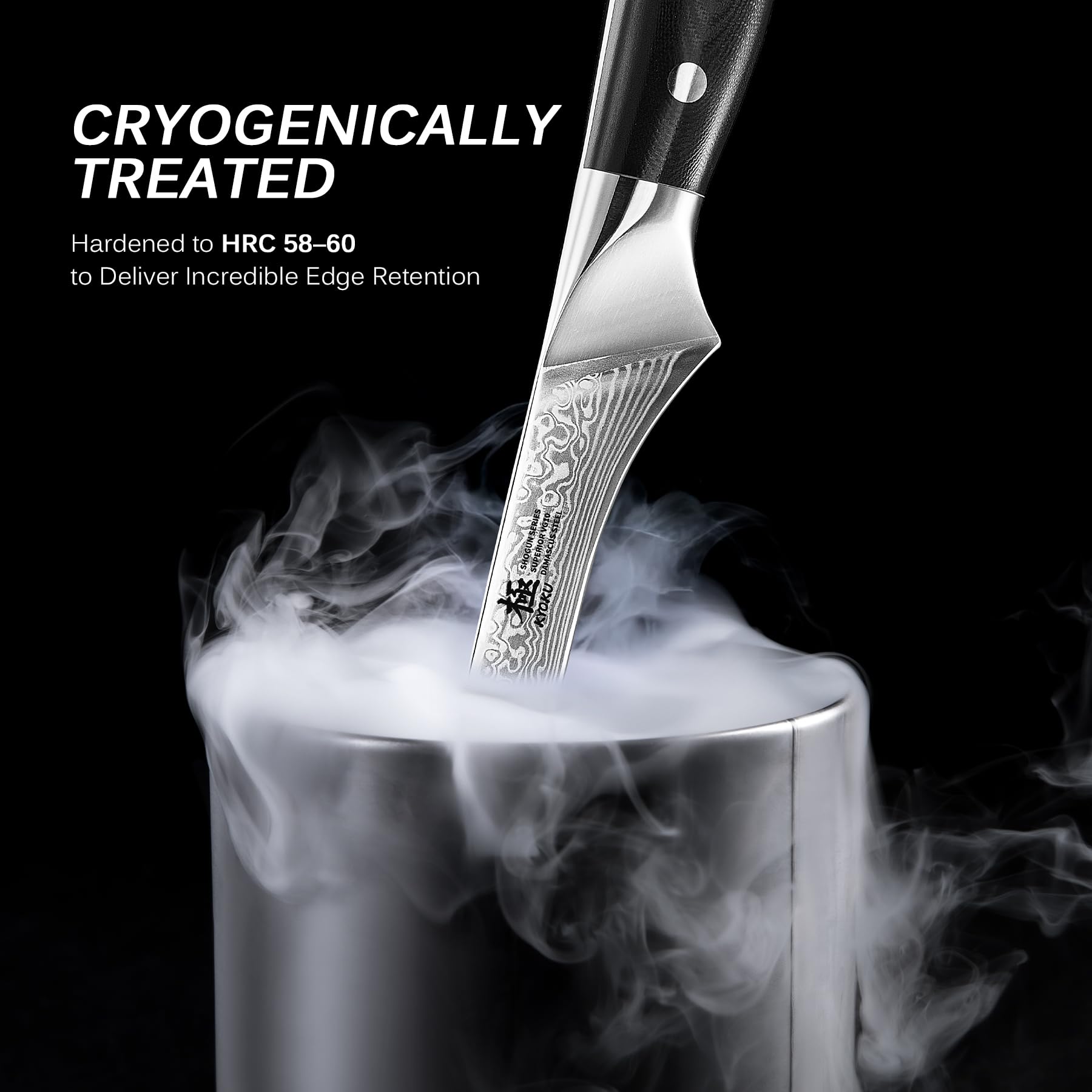 KYOKU cuchillo deshuesar con funda y estuche para almacenamiento seguro.