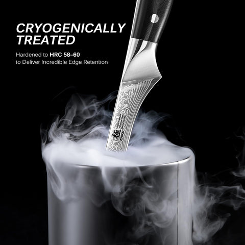 KYOKU cuchillo deshuesar con funda y estuche para almacenamiento seguro.