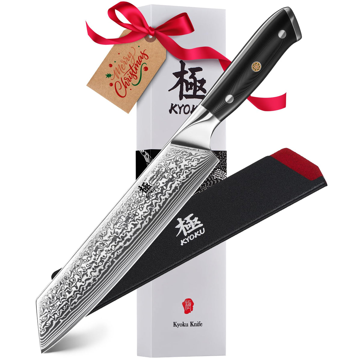KYOKU Kiritsuke de 8,5 pulgadas, hoja Damascada y filo preciso.