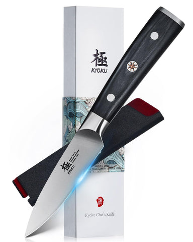 KYOKU cuchillo pelador de 3-5 pulgadas con mango pakkawood para pelar frutas