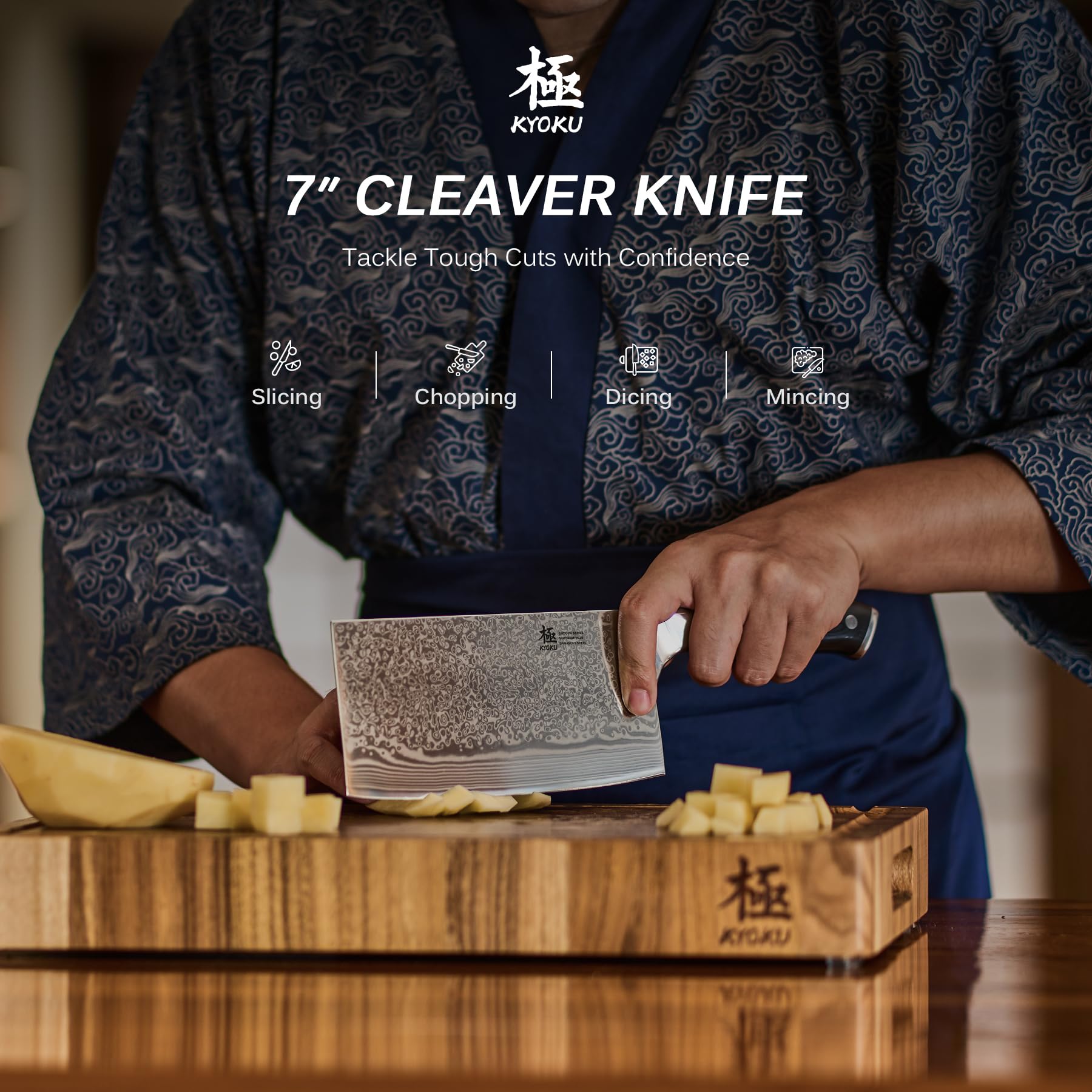 KYOKU cuchillo vegetal con mango ergonómico G10 para uso cómodo.