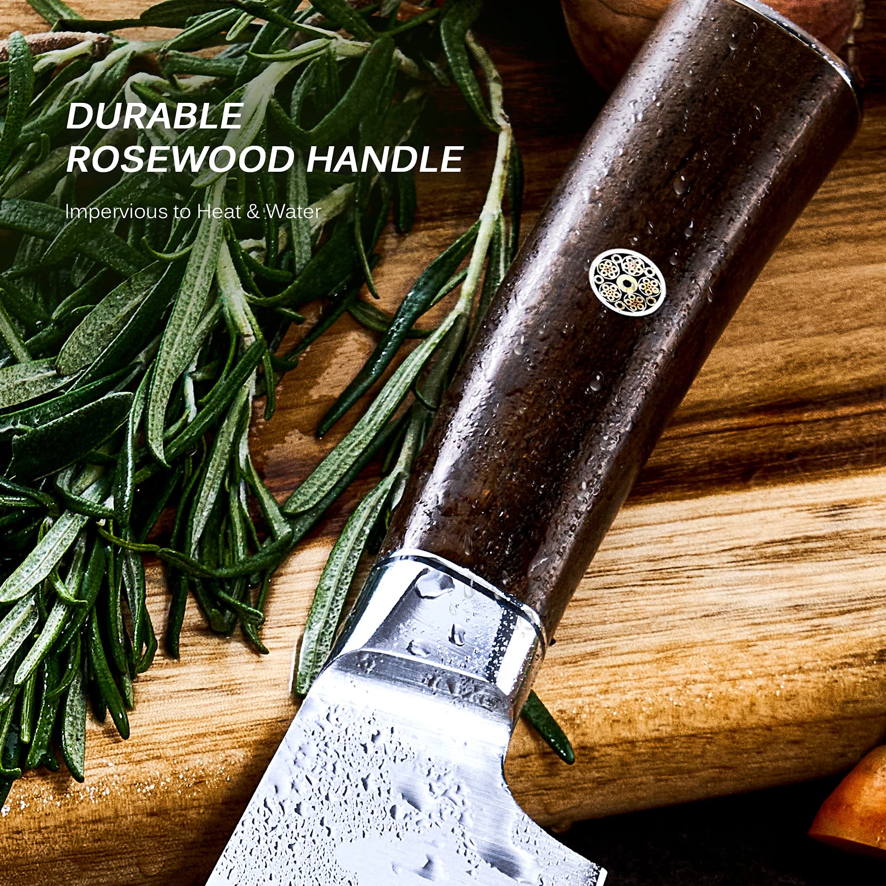 KYOKU Nakiri Daimyo 7 pulgadas, diseño ergonómico para evitar fatiga