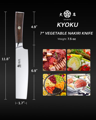 KYOKU Nakiri Daimyo 7 pulgadas, kit de cuidado para conservar la hoja