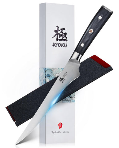 KYOKU cuchillo deshuesador de 6.5 pulgadas, filo curvo para separar carne de huesos.