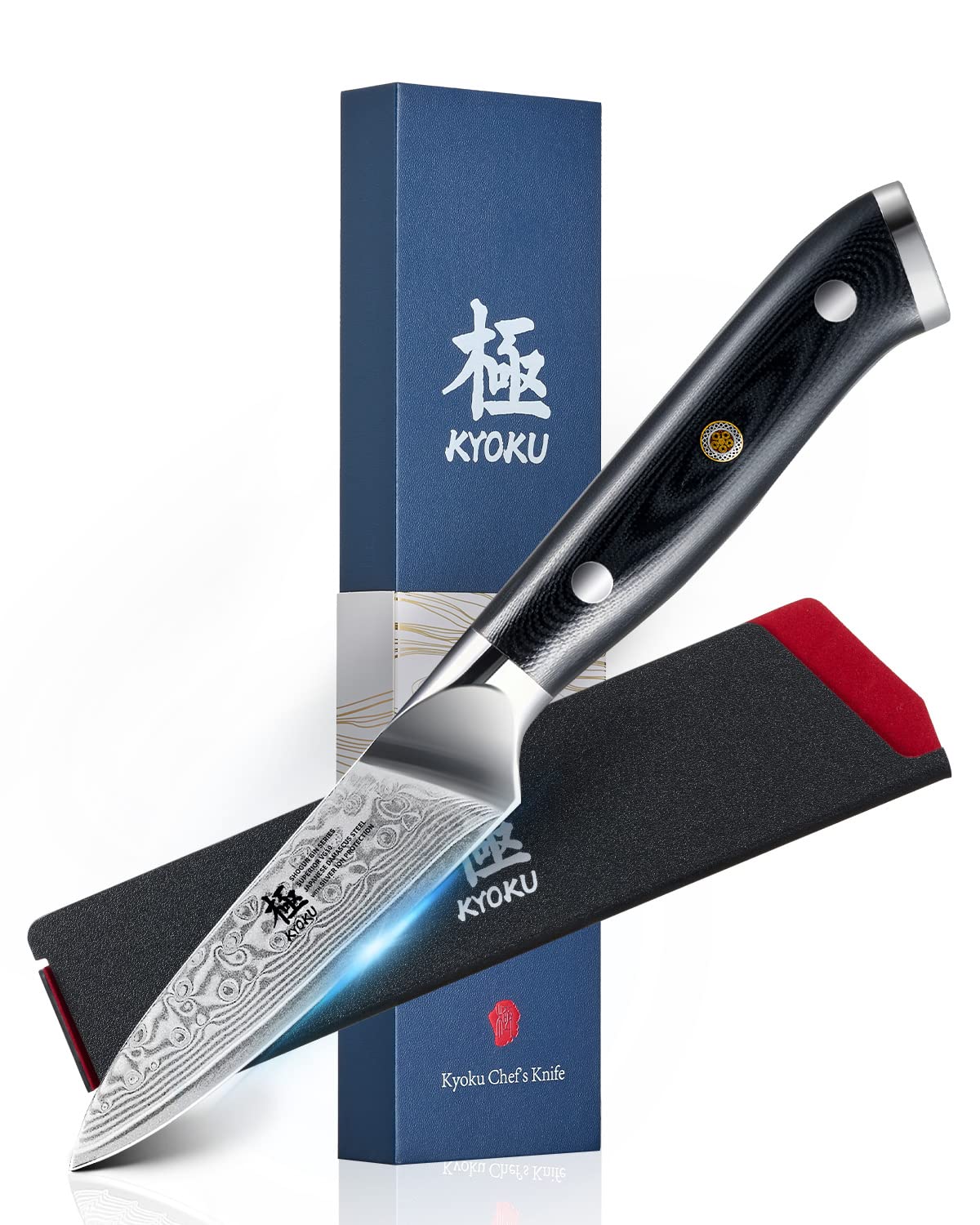 KYOKU Gin Series cuchillo pelador 3,5 pulgadas, hoja afilada para cortes precisos.