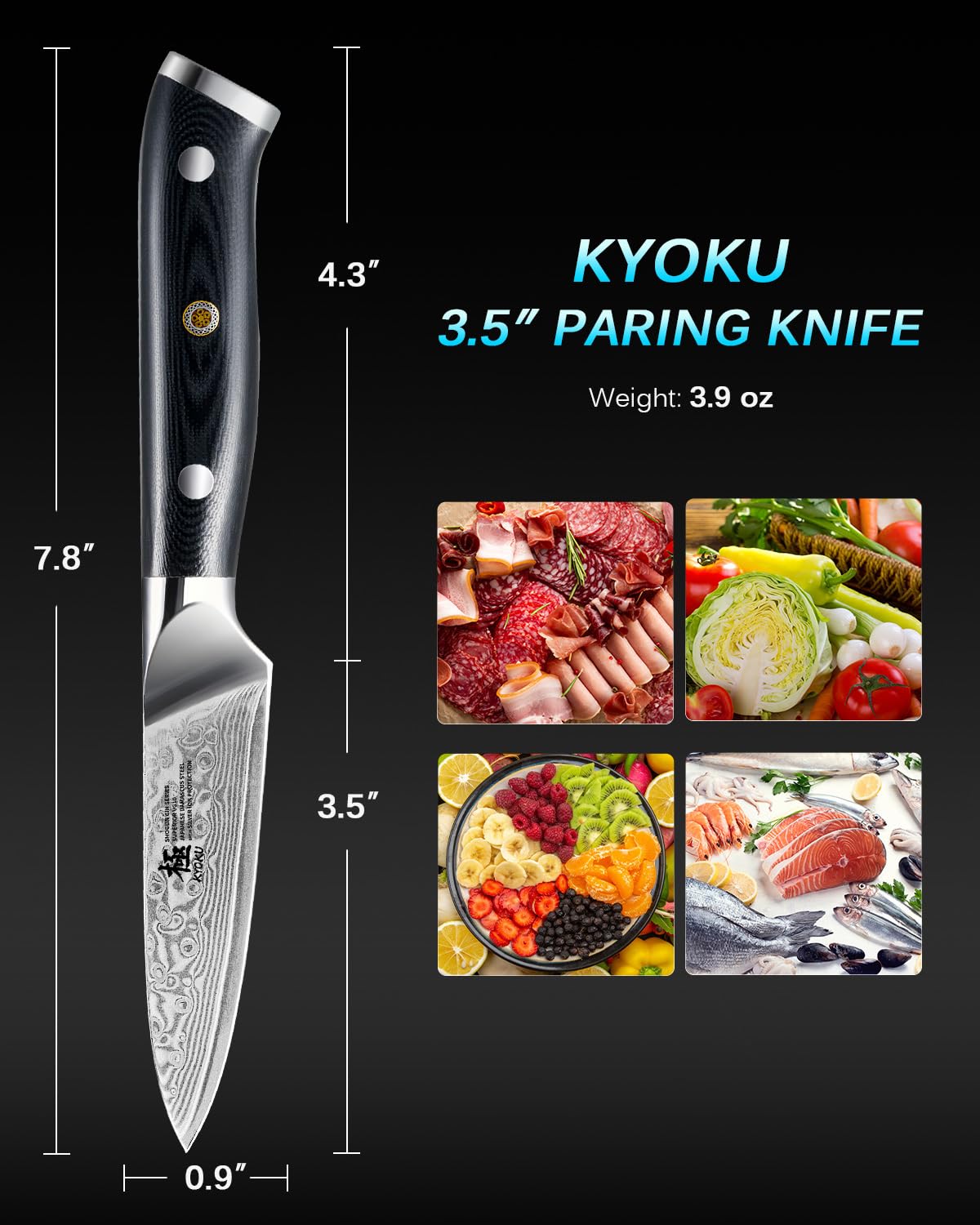 Cuchillo KYOKU Gin con recubrimiento de iones de plata para mayor higiene.