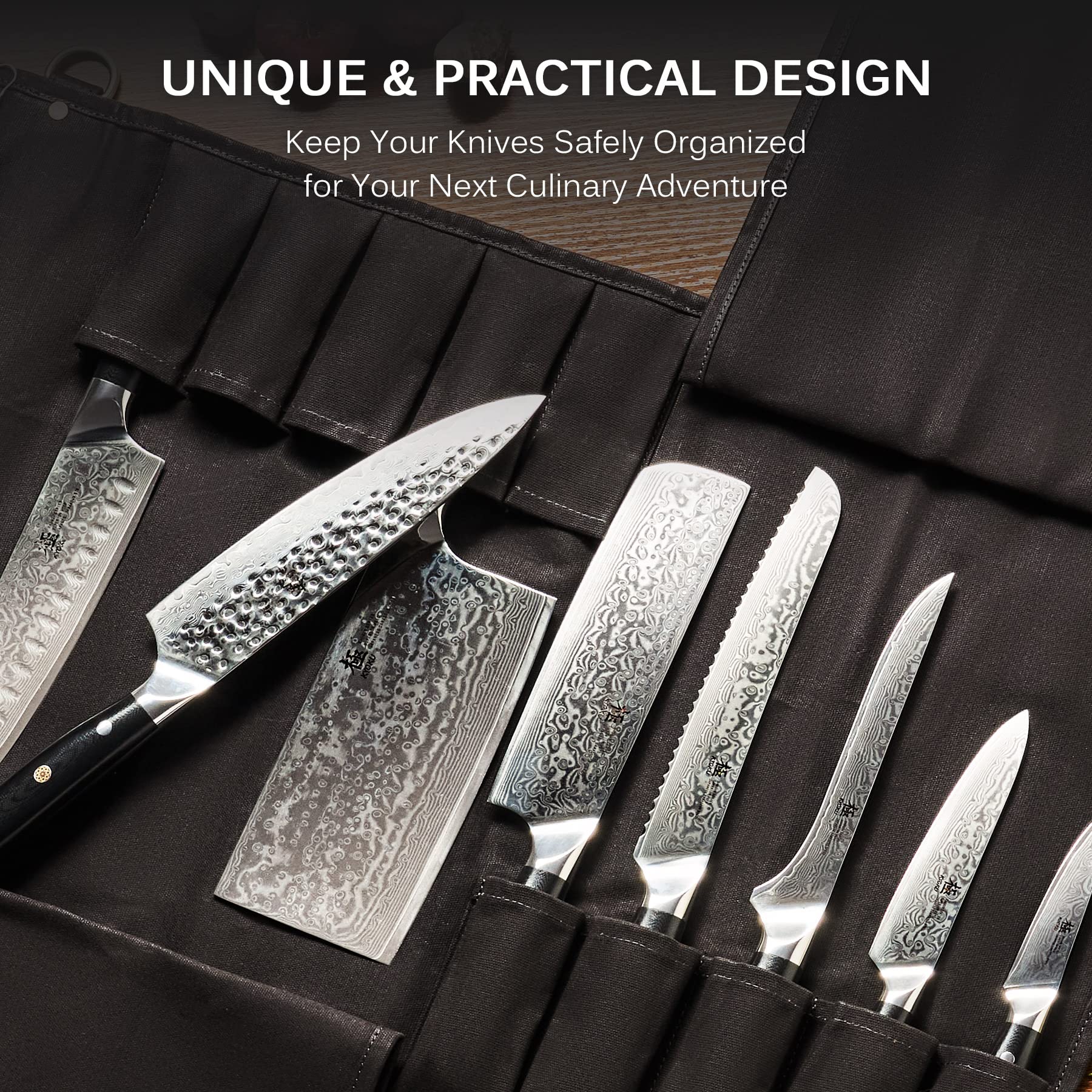 KYOKU materiales: cuero encerado y lona para durabilidad y estilo