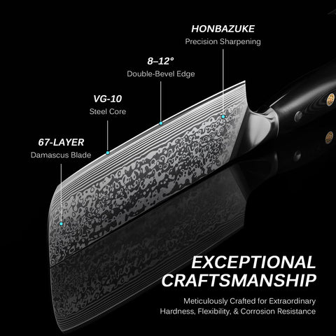 KYOKU Nakiri con funda y estuche incluido para almacenamiento seguro.