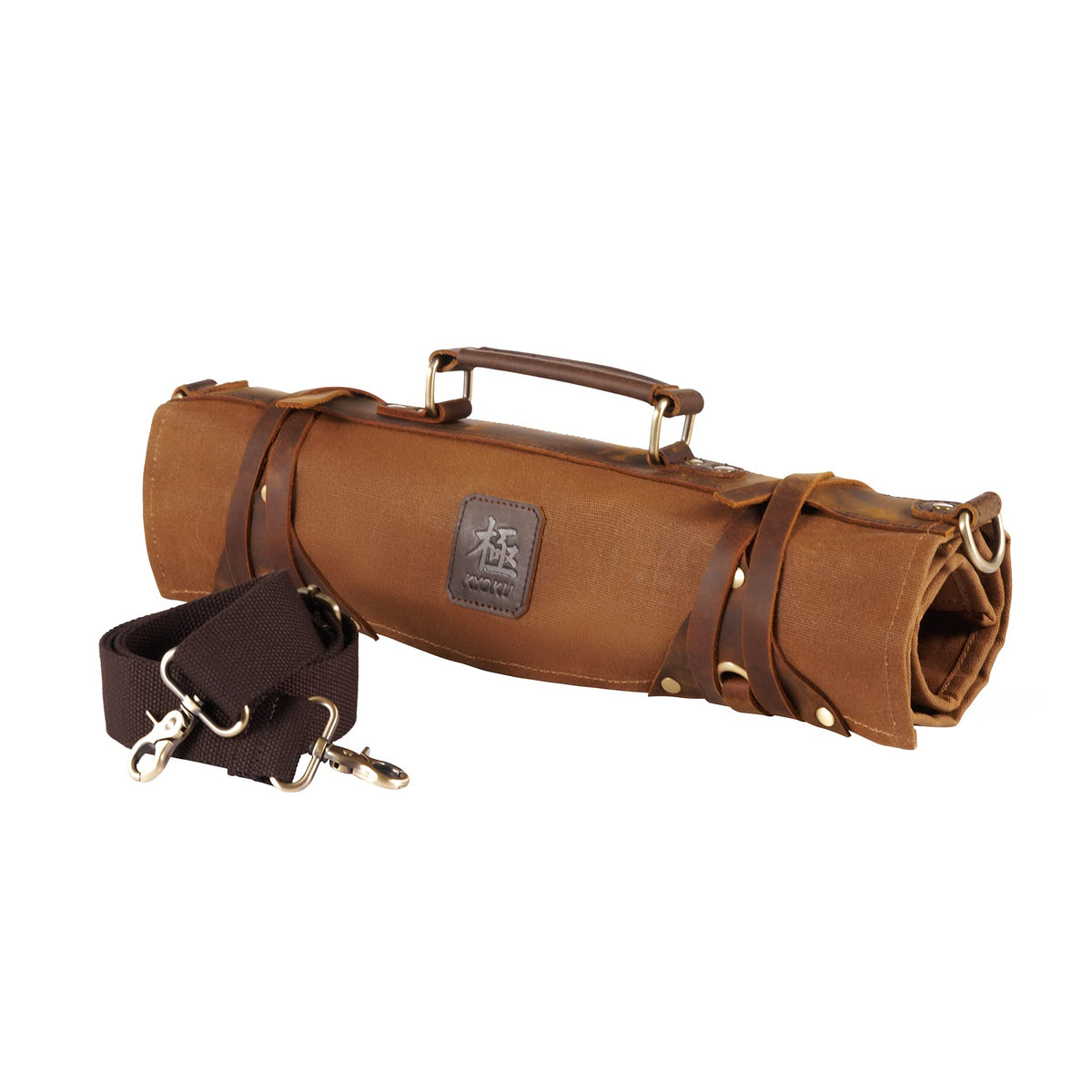 KYOKU roll de cuchillos visto por fuera, exterior elegante y profesional para transporte seguro