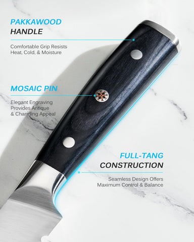 KYOKU Samurai 10 cuchillo pan asa continua mosaico equilibrio y control