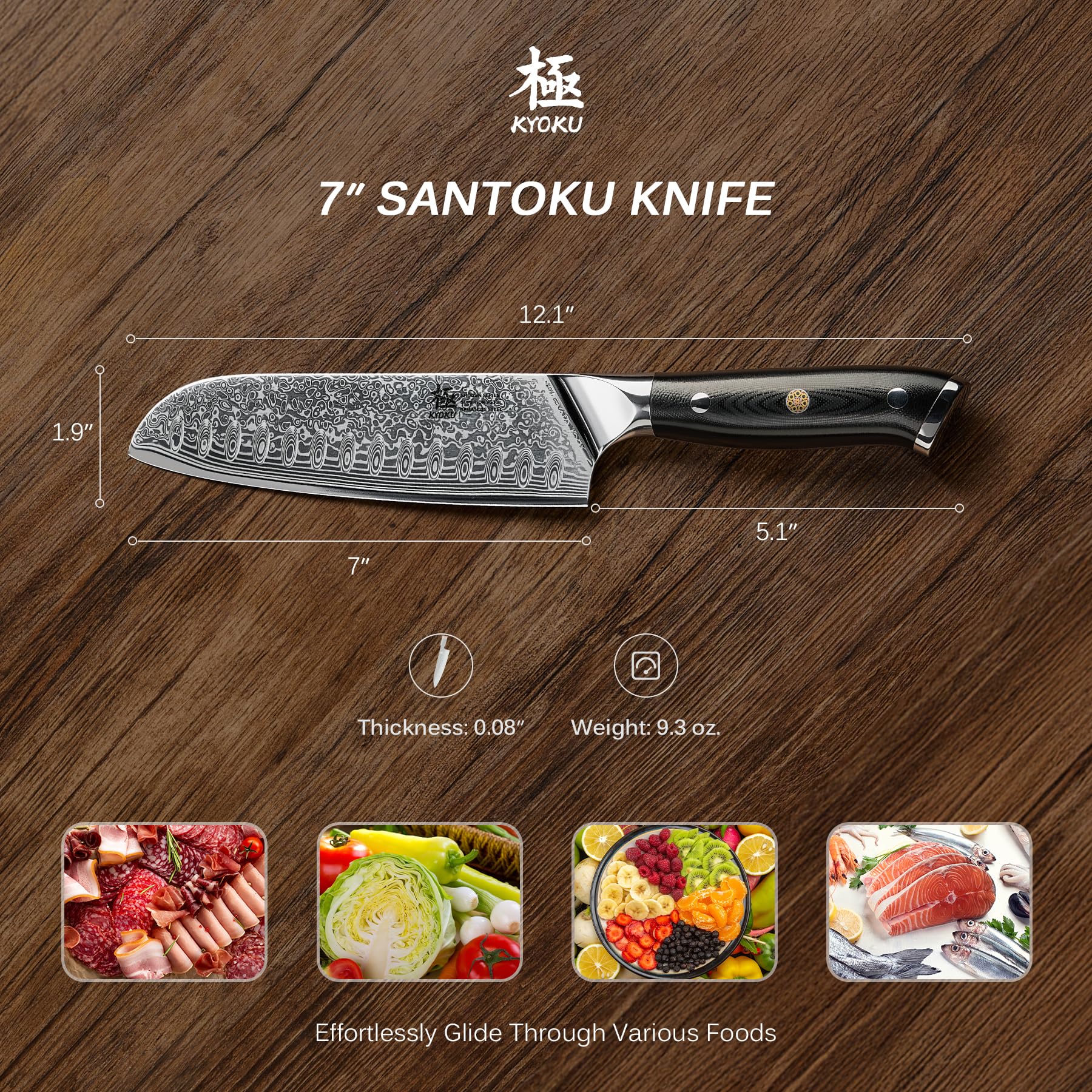 KYOKU Santoku equilibrio entre hoja y mango para sesiones largas