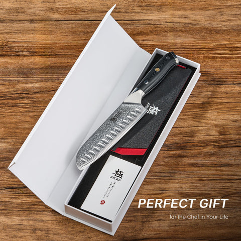 KYOKU Santoku hoja extra ancha para cortes uniformes