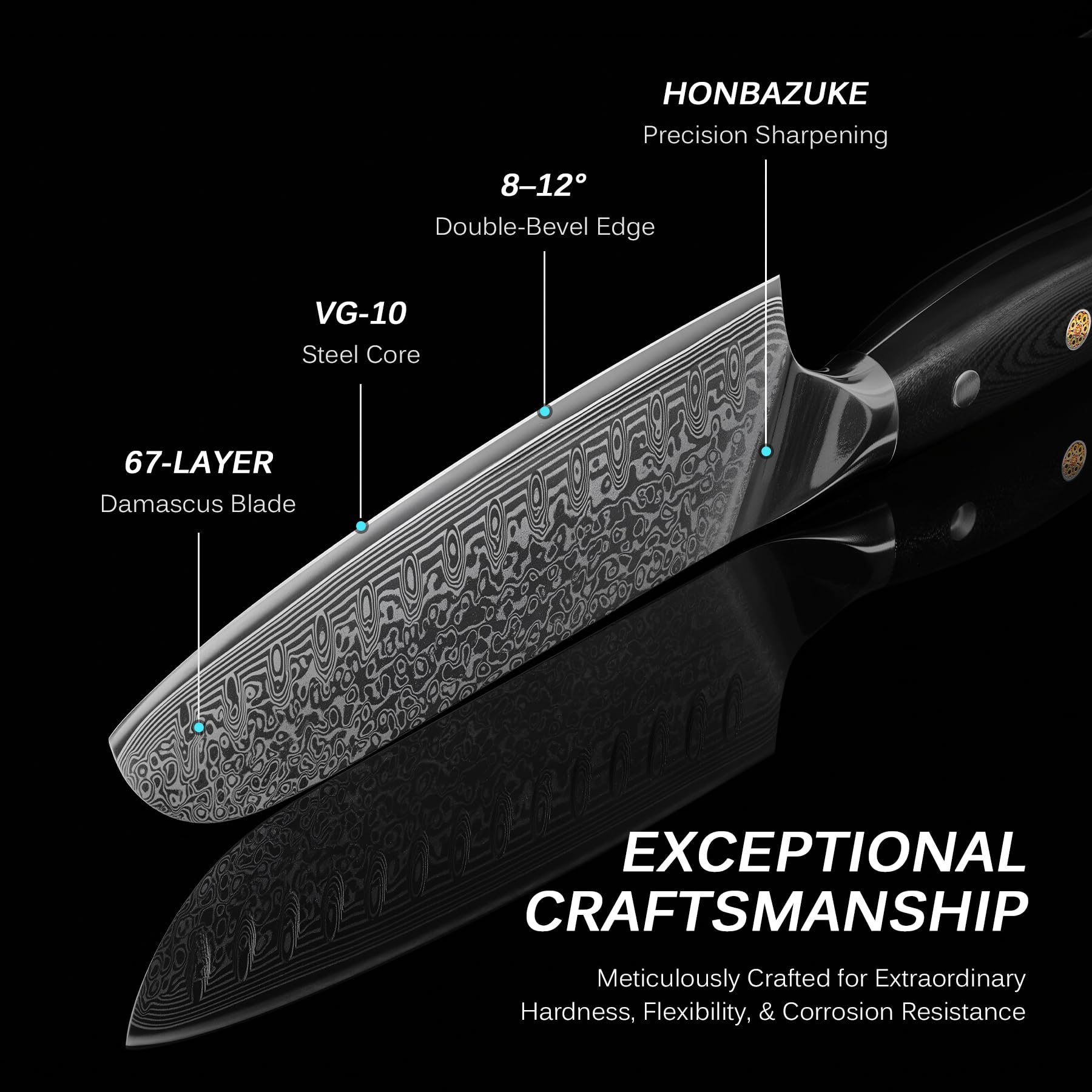 KYOKU Santoku mango G10 resistente al calor y humedad