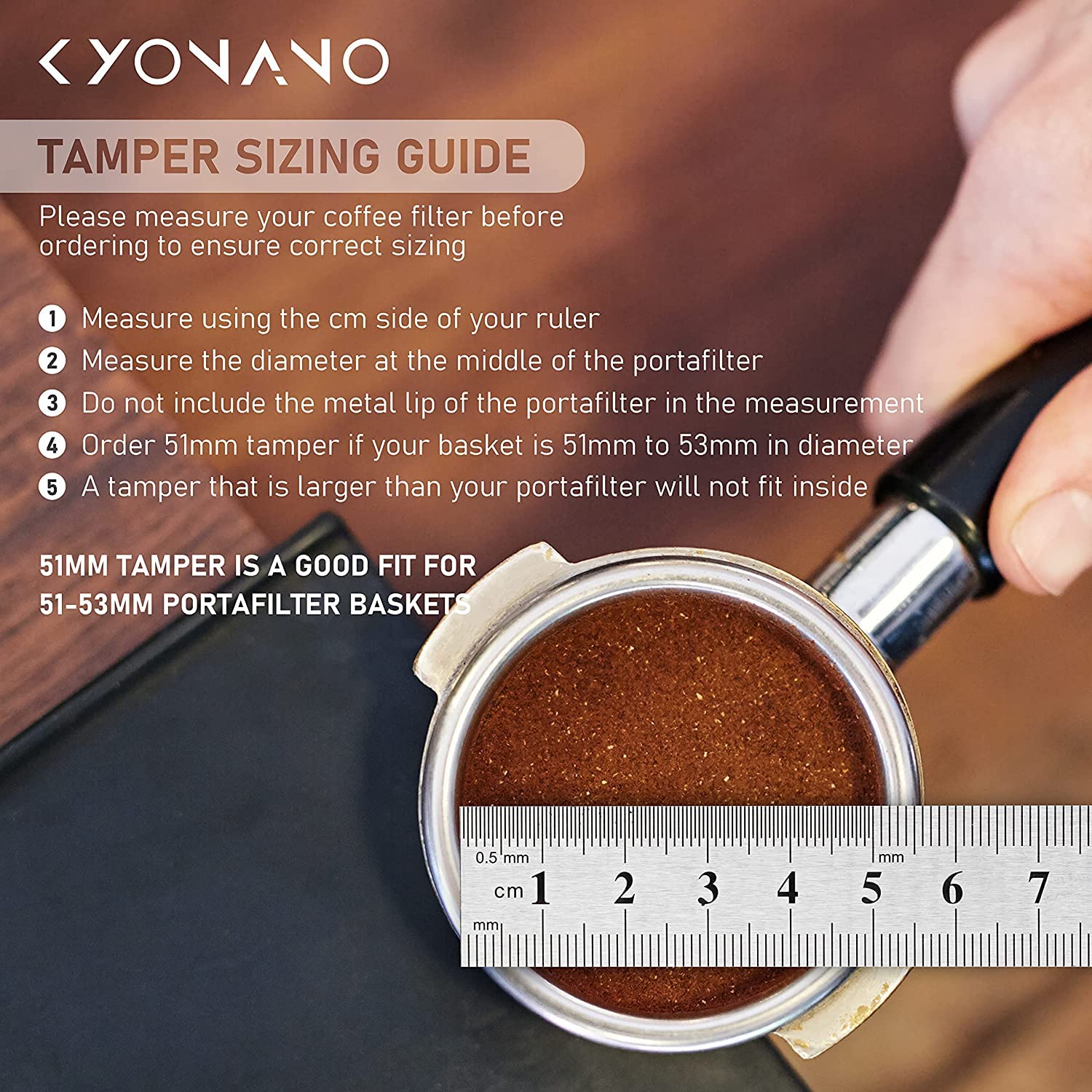 KYONANO tampón 51mm, cabezal acero sin recubrimiento para sabor limpio.