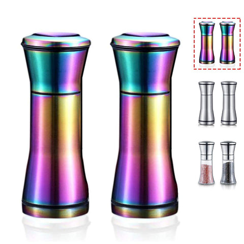Kyraton arcoíris: conjunto sal y pimienta en mesa, color y estilo para cualquier ocasión.