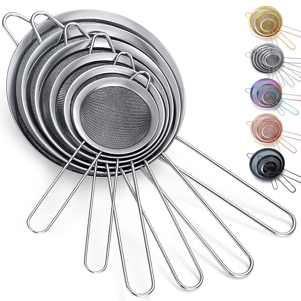 Kyraton coladores de malla fina 6 piezas para colar ingredientes fácilmente y conservar texturas.