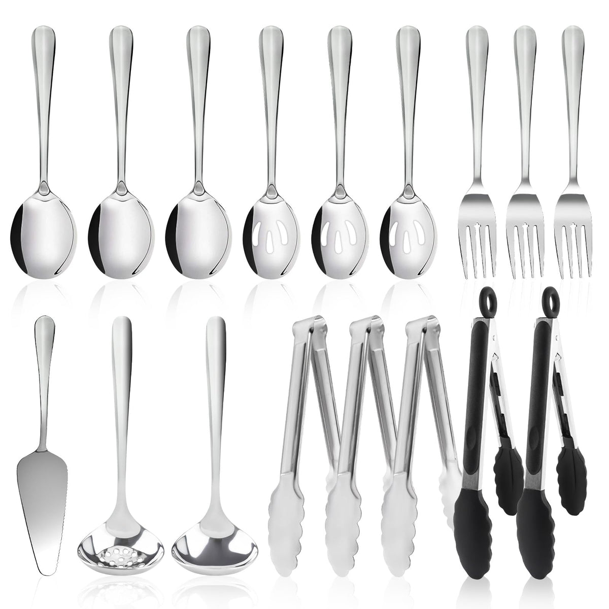 Kzovone conjunto de 17 piezas para servir, cucharas grandes ideales para buffets