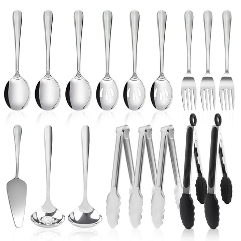 Kzovone conjunto de 17 piezas para servir, cucharas grandes ideales para buffets