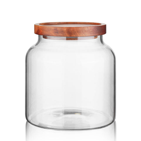 Labina Jarra de vidrio borosilicato 54oz con tapa de madera para almacenar alimentos