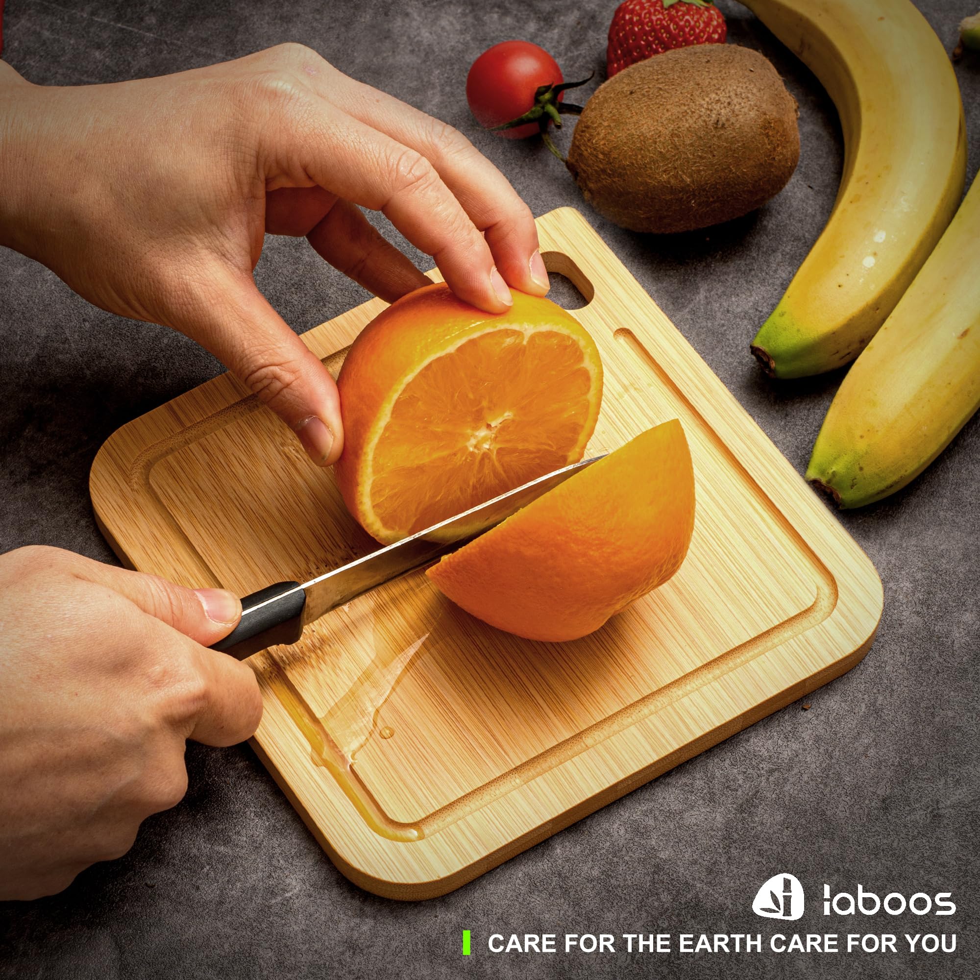 Tabla laboos para fruta y queso, superficie estable para cortar con seguridad.