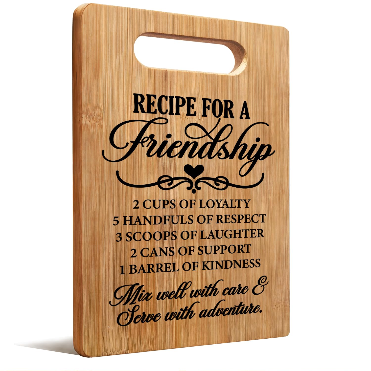 Lacama tabla-corte-amistad-bambu: regalo perfecto y uso diario en la cocina.