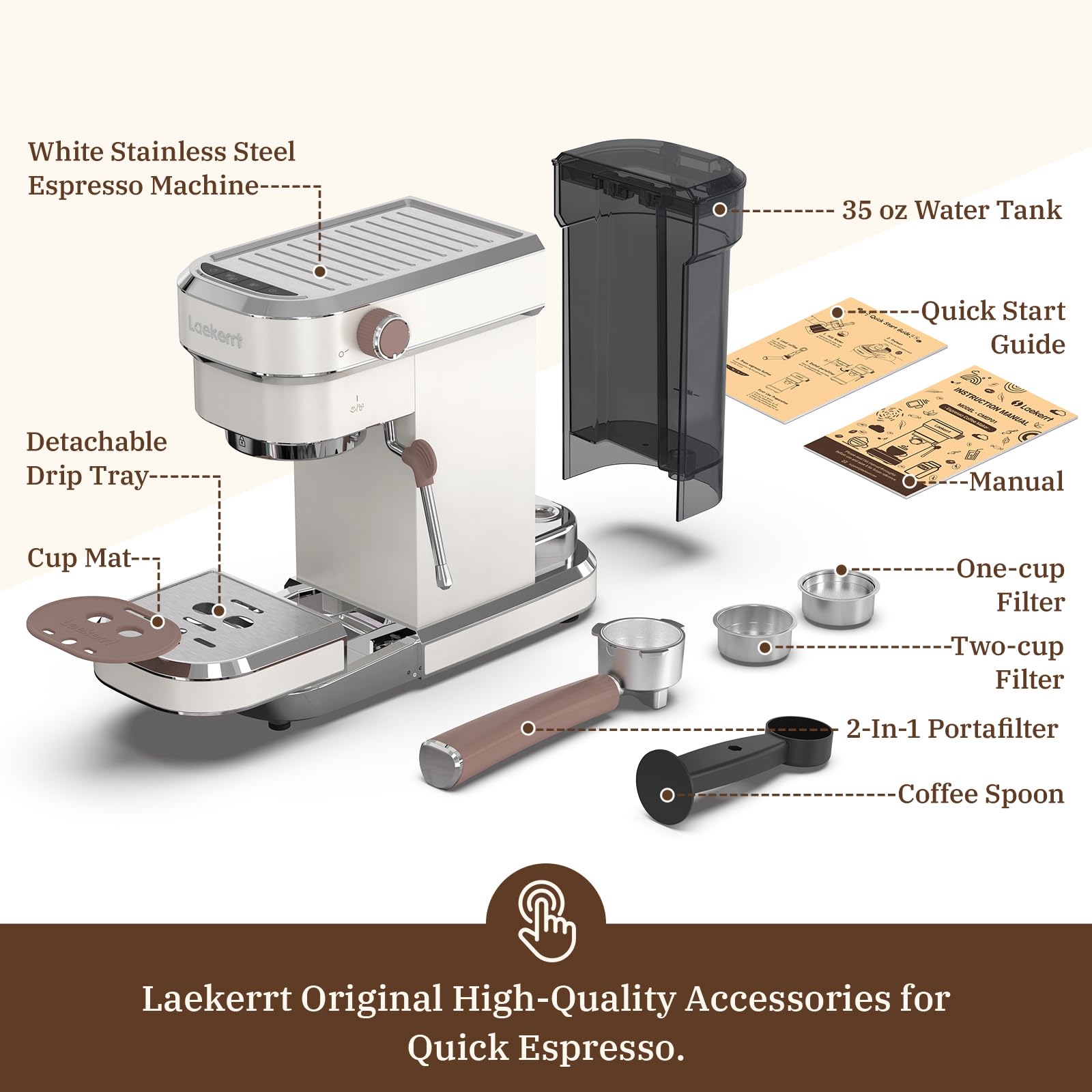 Laekerrt cafetera espresso 20bar calentador de tazas para mantener la bebida caliente