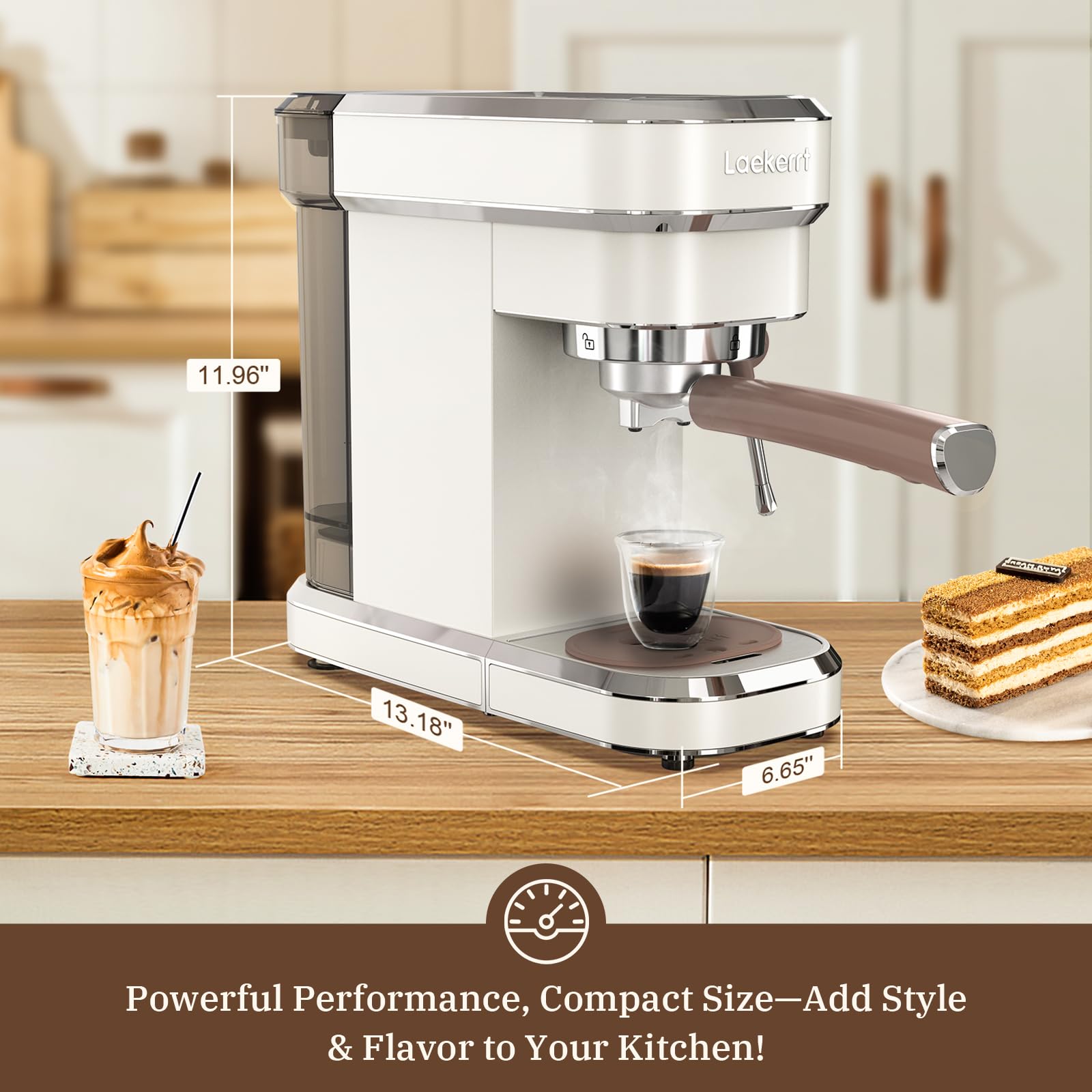 Laekerrt cafetera espresso 20 bares con control de temperatura PID para resultados consistentes