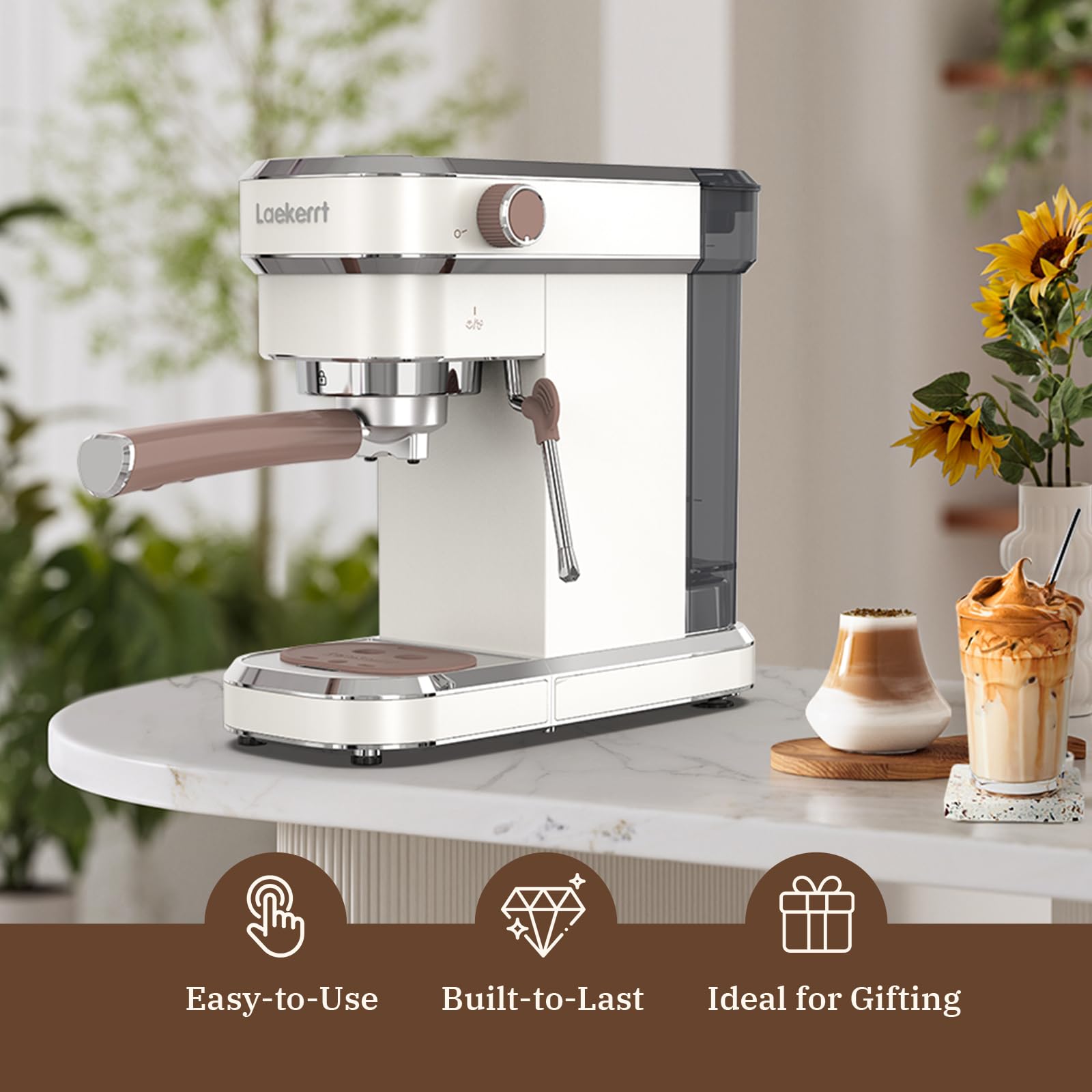 Laekerrt cafetera espresso 20 bares varita de espumado ajustable para leche cremosa