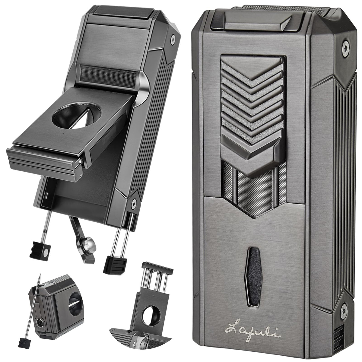 Soplete LAFULI 6 en 1 con doble accesorio, ideal para viajes.