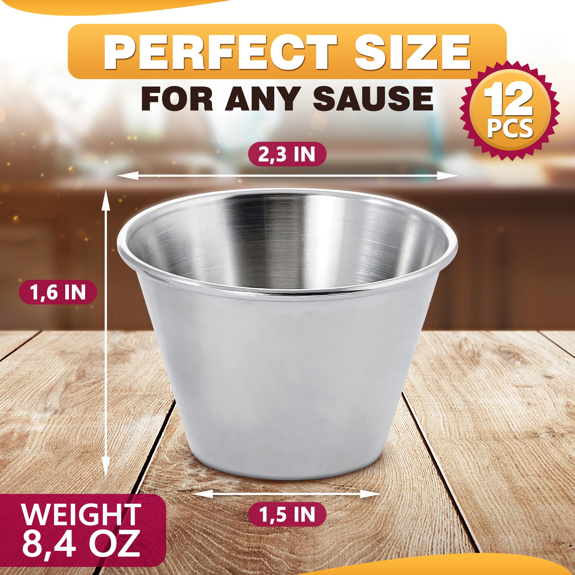 Lagarto tazones de 70 ml para salsas, ideal para porciones controladas en mesa.