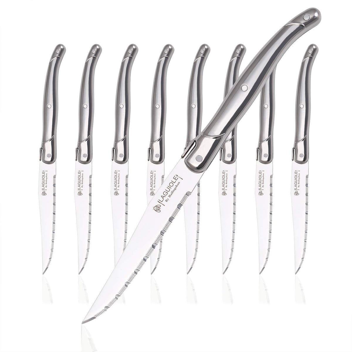 Laguiole by Hailingshan: cuchillos de bistec con filo serrado para cortes suaves