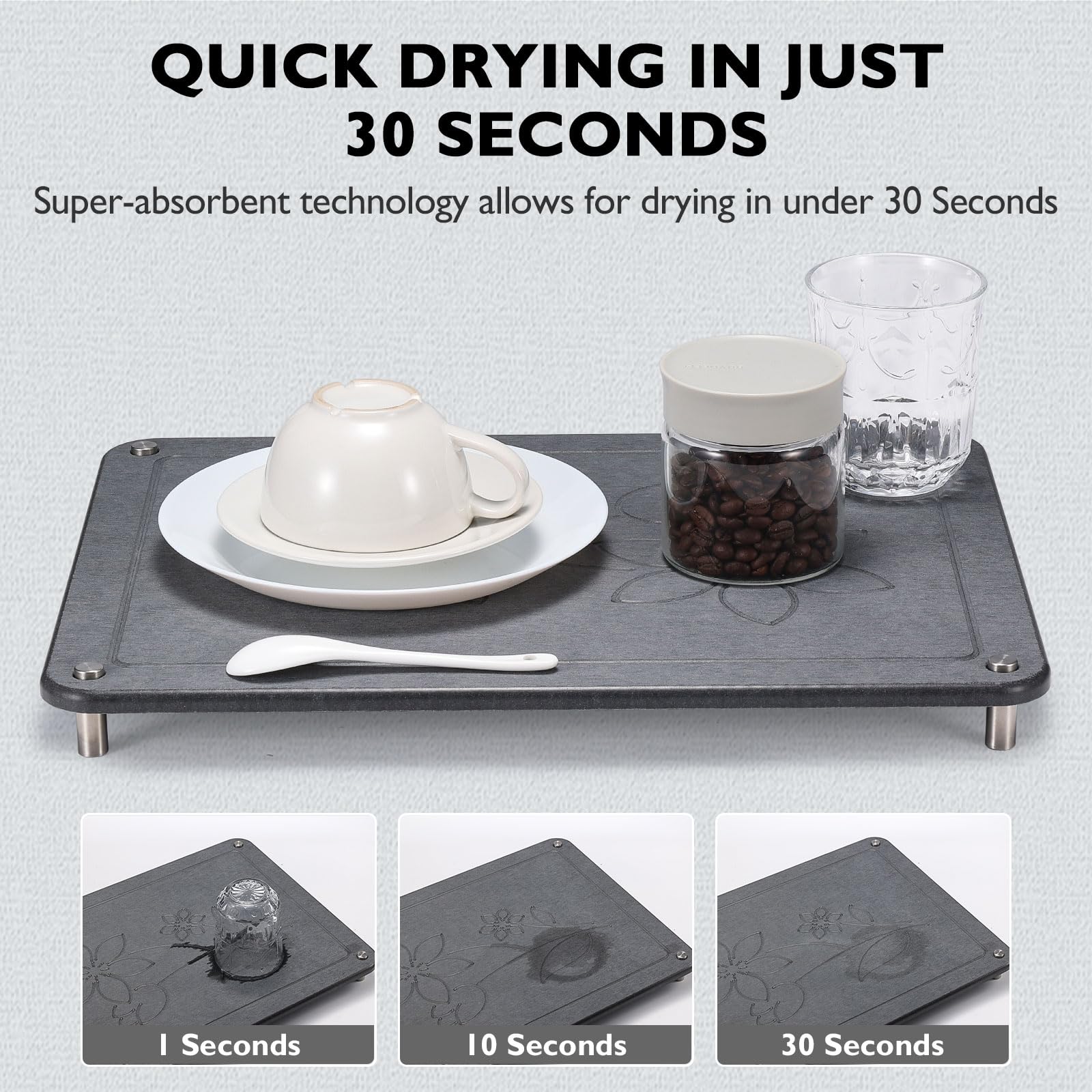 Lagute alfombrilla de piedra absorbente para baño, mantiene la encimera seca y limpia.