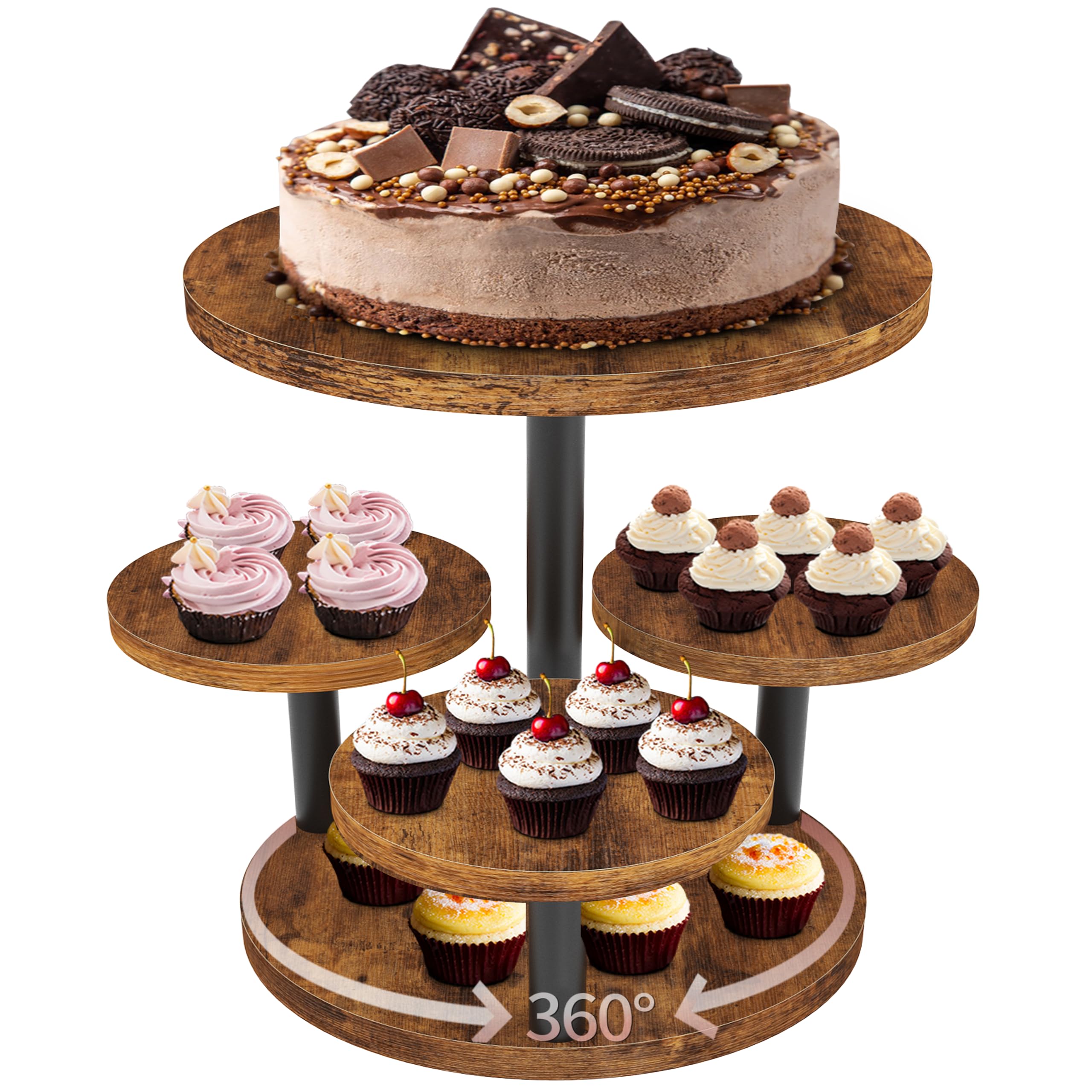 LAIDUOLEOE soporte cupcakes giratorio 360: acceso cómodo a dulces desde todos lados.