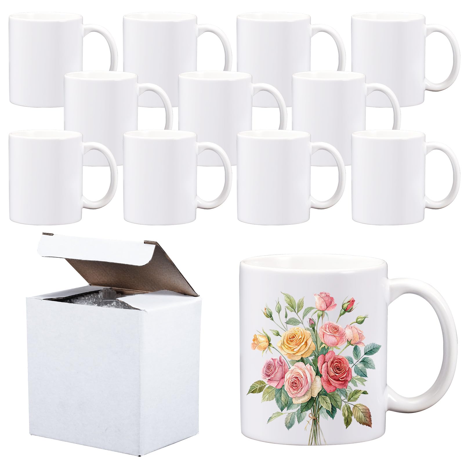 Taza LaiHiulaan blanca 11 oz lista para sublimación con acabado brillante