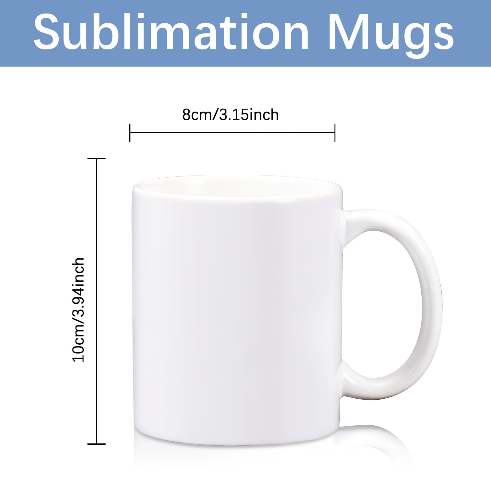 Taza LaiHiulaan blanca 11 oz con asa, ideal para imprimir colores vivos